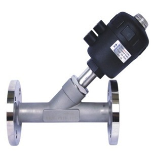 Flange pneumatic angle seat valve